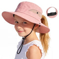 Pink Kids Sun Hat UPF 50+ Summer Beach Bucket Hat for Girls 4-8 Years