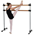 Portable Double Wood Ballet Barre 4 Ft with Adjustable Height & Carry Bag