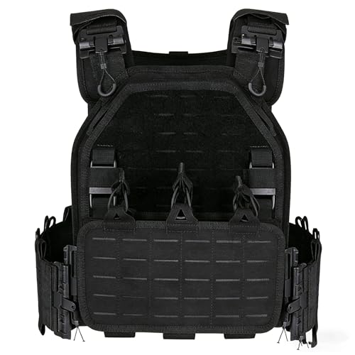 Men's Tactical Outdoor Vest - 1000D Nylon, Quick Release, Black, One Size