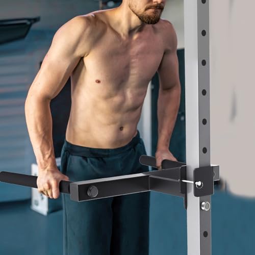 SELEWARE Dip Bar Attachment for Power Cage, 2x2 Inch, Fits 5/8" & 1" Holes — Heavy-Duty, Adjustable, Universal Compatibility