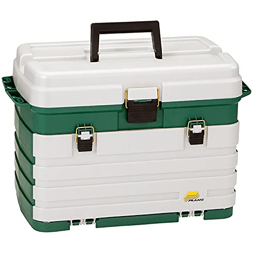 Plano 4-Drawer Tackle Box Green Metallic Silver Large Fishing Storage