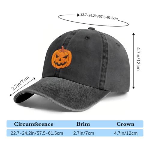 Pumpkin-Black Baseball Cap Funny Embroidered Trucker Flatbill Hat - One Size