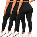 Plus Size High-Waisted Stretch Leggings for Women 26 Inch XX-Large Black 3 Pack
