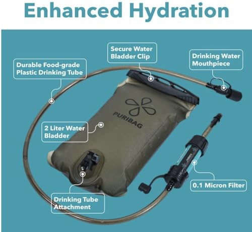 2L Hydration Bladder with Filter for Backpacking & Hiking