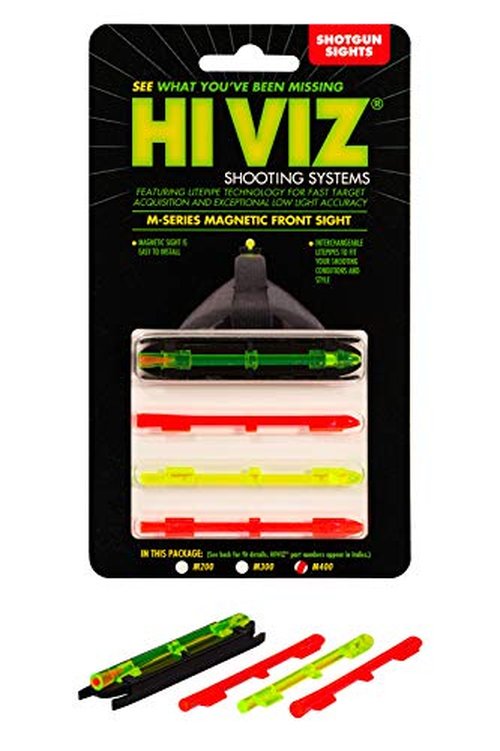 HIVIZ M-Series Magnetic Shotgun Sight – Front Sight for Most Ribbed Shotguns – Includes Interchangeable LitePipes in Green, Red & Two-Tone – Magnetic Snap-On Base – Fits Multiple Rib Widths