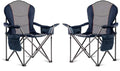 Foristrail 2-Pack XL Oversized Camping Chairs with Cup Holders & Waterproof Phone Case, Heavy Duty Folding Outdoor Chairs for Adults, Blue & Gray