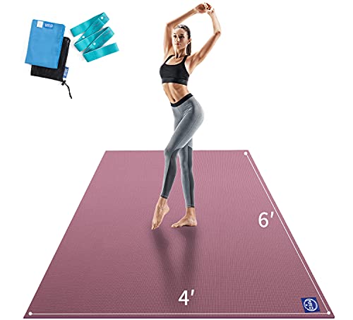 Purple Extra Large Yoga Mat 6x4 ft, 9mm Thick Non-Slip Exercise Mat