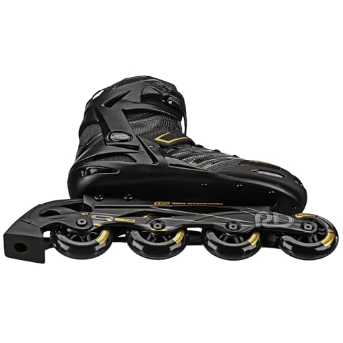 Men's Inline Skates with Comfort Padding & Speed Wheels - Black/Gold US 12