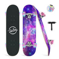 BELEEV Galaxy Purple Complete Skateboard for Kids Teens Adults 31x8in Cruising Trick