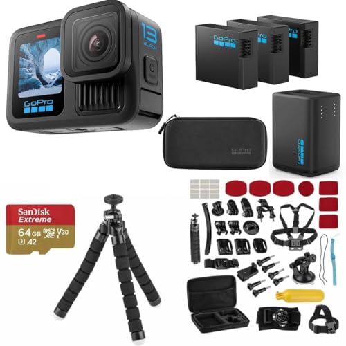 GoPro HERO13 Black Action Camera Extended Power Bundle with 3 Batteries & Accessories