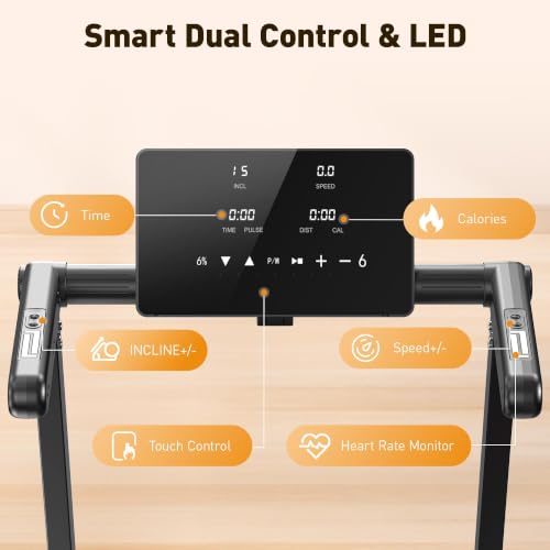 JAGJOG Foldable Ebony Treadmill with 15% Auto Incline & 8.8 MPH Speed