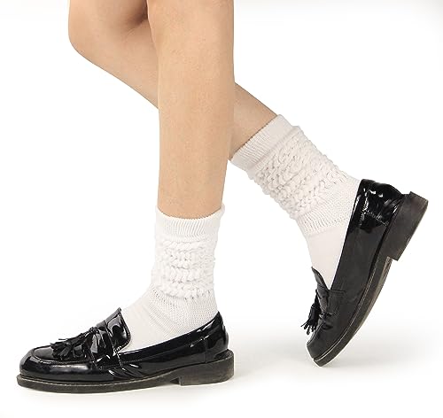 Women Thigh High Slouch Socks - Soft Scrunch Boot Socks 1 Pack, White, One Size - 3 Pairs