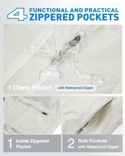 Women’s Packable Waterproof Rain Jacket - Medium Beige, 33,000ft