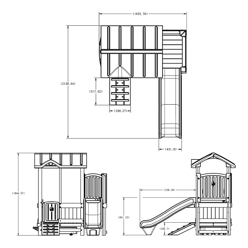 Wooden Kids Playhouse with Slide & Swings Outdoor Playground Set