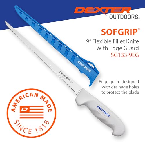 Dexter Outdoors 9-Inch Flexible Fillet Knife with Edge Guard - High-Carbon Stainless Steel, Non-Slip Handle
