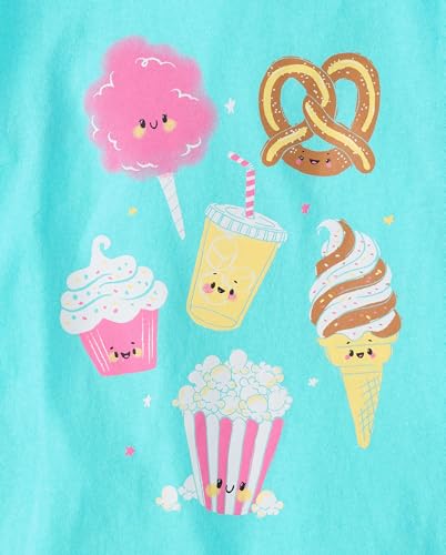 Children's Place Girls' Short Sleeve Graphic T-Shirts 5-Pack Medium Bow Heart Candy Bear Food Capybara