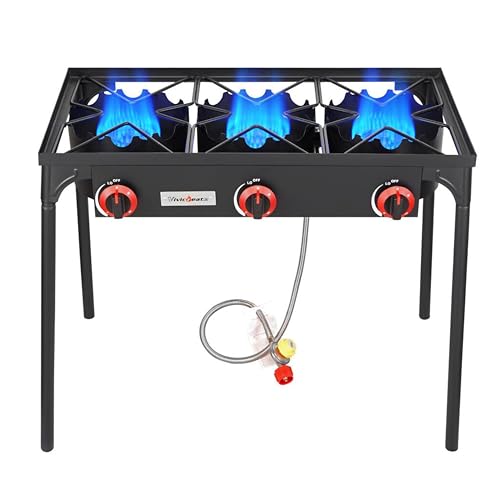 Trible Burner Propane Camping Stove - 28 Inch High Pressure Gas Stove with 105000 BTU