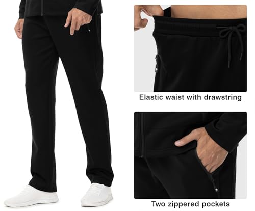Men's 2-Piece Track Sweat Suit Set with Hood - Black, 4X-Large
