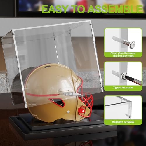 Mini Helmet Display Case with Mirror & Stackable Metal Base - Putros