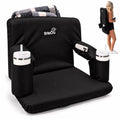 Portable Folding Stadium Seat with Back Support & Cup Holders - Bleacher Chair with Reclining Backrest, Padded Cushion, Armrests, Storage Pocket, Lightweight