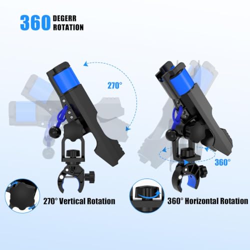 VEXPLO Clamp On Rod Holder for Fishing Boat Round Rail Mount Black 2