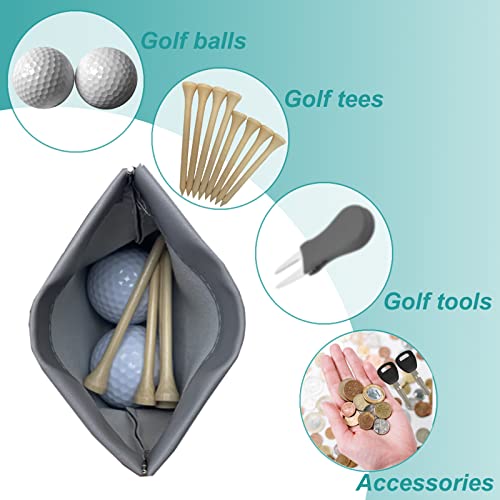 Golf Tee Pouch Bag with Zipper and Clip for Men - Grey