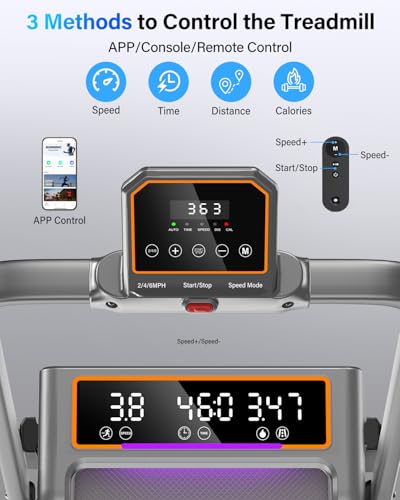 Rayspace Silver Foldable Walking Pad Treadmill with 15% Incline, 2 Screens, Smart App, 3.5HP, Portable Home Exercise Equipment
