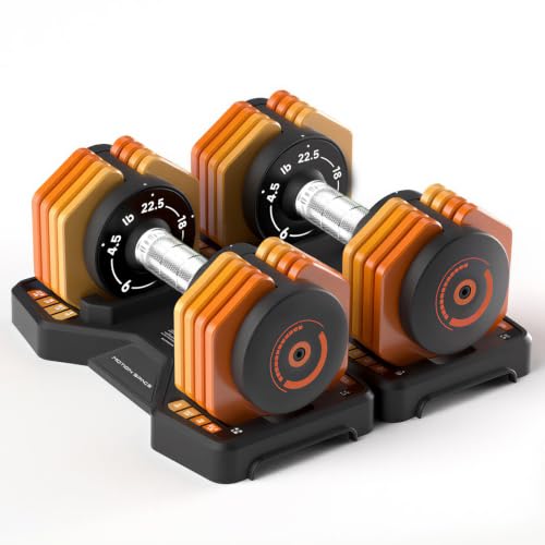 Orange Adjustable Dumbbells Set 22.5LB Pair - 1-Second Fast Turn, Non-Slip Metal Handle, Compact Home Workout Equipment