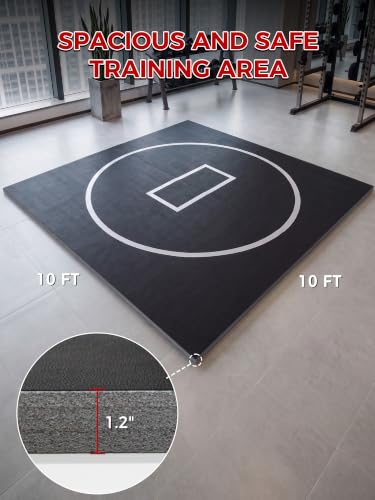 HIAARO Foldable Wrestling Mat 10x10ft, Non-Slip Shock Absorption for BJJ & Martial Arts