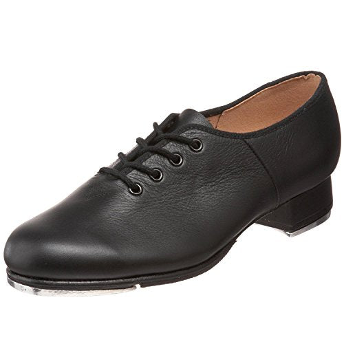 Kids Jazz Tap Shoes - Little Kid Black Leather Dance Shoes (Size 4-8) - Wide Fit
