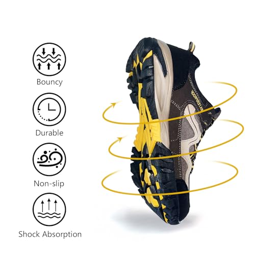 Men's Waterproof Lightweight Hiking Shoes - Non-Slip Outdoor Walking - Dark Brown, 10-10.5 Wide