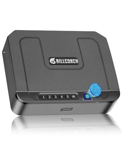 BILLCONCH Basic Gun Safe for Handgun with Fingerprint, Keypad & Security Cable