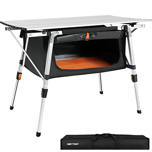 Adjustable Folding Camping Table with Storage - Lightweight Outdoor Picnic Table