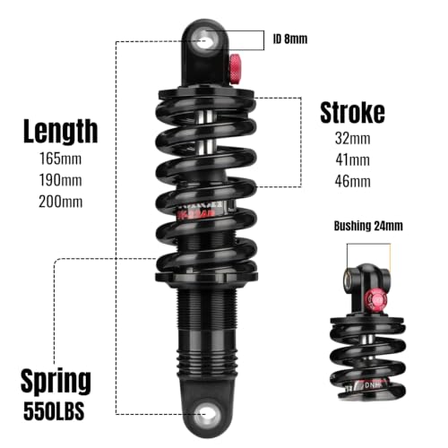 VenDuck 165mm Bicycle Rear Shock DV-23AR 550lbs Spring MTB eBike Upgrade