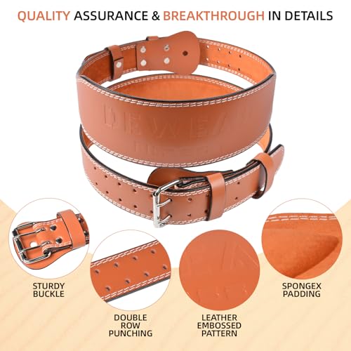 Adjustable Leather Weight Lifting Belt for Deadlift 4 Inch Brown 37-40"