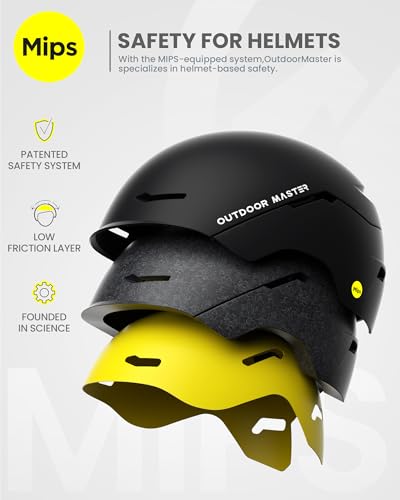 OutdoorMaster ELK MIPS Ski & Snowboard Helmet Set with OTG Goggles - Matte Black, Large