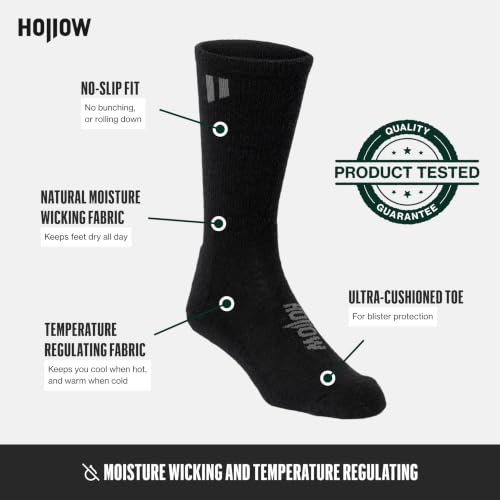 HOLLOW Alpaca Crew Socks for Men & Women - 2 Pairs, Moisture Wicking, Made in USA, Medium Gray