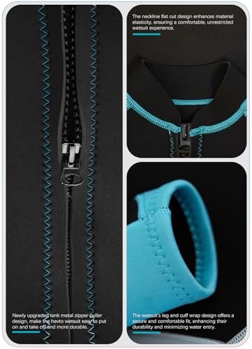 Hevto Kids 2mm Shorty Wetsuit Front Zip - Blue (Variation: Blue / 14) for Boys & Girls