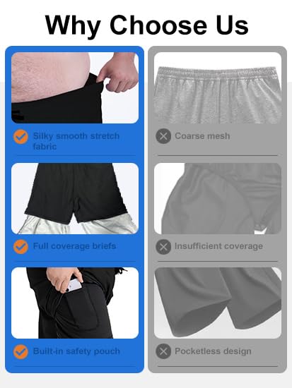 Men's Big and Tall Swim Trunks - 11 Inch Mesh Liner, Plus Size 2X-6X