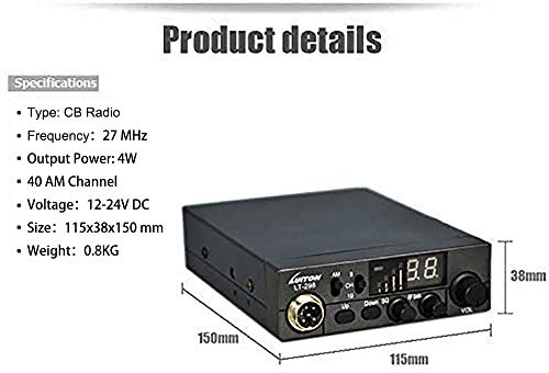 40-Channel CB Radio with Large LED Display and External Speaker Jack