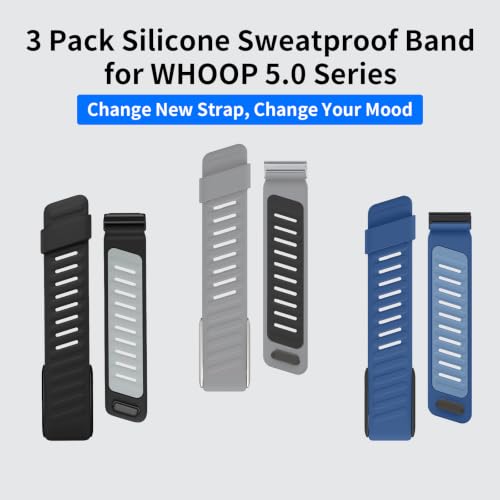 Silicone SportFlex Wristbands for WHOOP 5.0/MG Band - Black Gray & Blue Variation