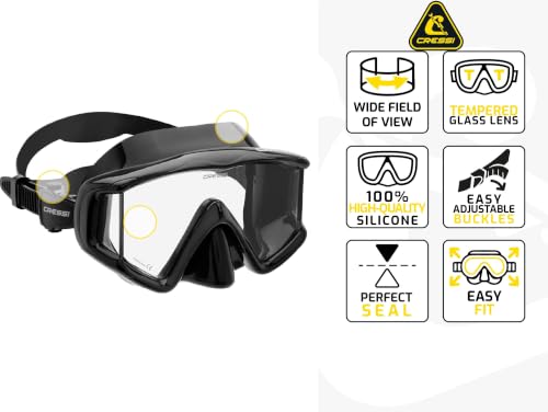 Cressi Panoramic Wide View Mask & Dry Snorkel Kit - Clear/Clear