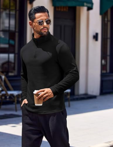 Men's Quarter Zip Pullover Sweatshirt - Medium Black