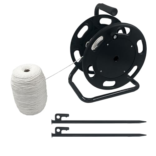 Heavy Duty String Winder Kit with 1312ft Cotton Line & Ground Stakes for Sports Field Marking