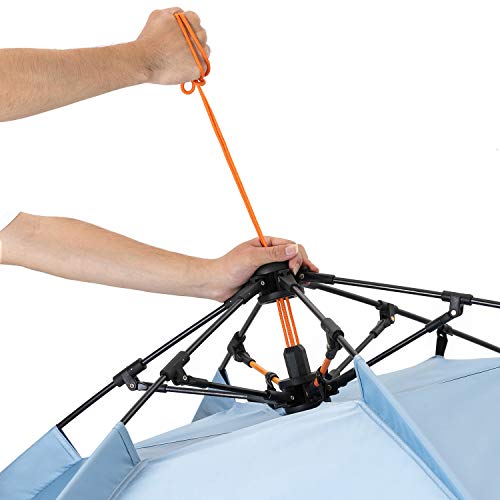 Instant Shader Enhanced Beach Tent - Sky Blue, 4-6 Person, UPF 50+ Sun Shelter with Extended Porch