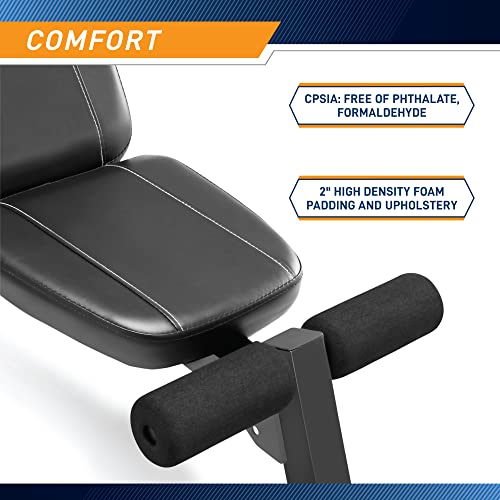 Marcy Adjustable Multi-Position Utility Bench Black for Home Gym Weightlifting