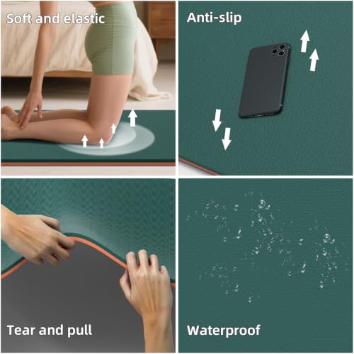 Extra Wide 76x40 Inch Yoga Mat with Non-Slip TPE Surface - Green & Orange