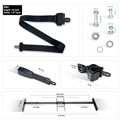 4 Pack Retractable Golf Cart Seat Belts with Bracket Kit - Easy Install, Durable Safety Belts for Most Golf Carts