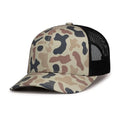 Unisex Duck Camo Trucker Snapback Cap - Mid-Profile Adjustable Hat, Canyon/Lt Charcoal