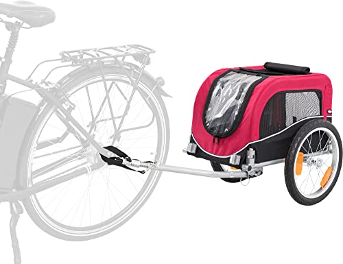 TRIXIE Small Dog Bike Trailer for Bicycles - Up to 33 lbs, Quick Fold & Set-Up, Red